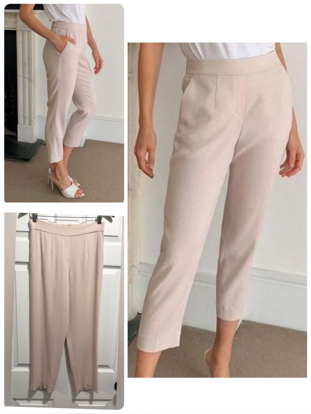 Aritzia Babaton Conan Pant Cropped Crepe Trousers Pants Blush Pink Beige Size 4